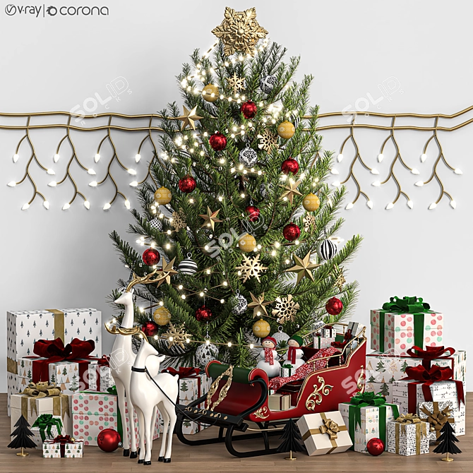 Festive Holiday 3D Christmas Tree 3D model image 1