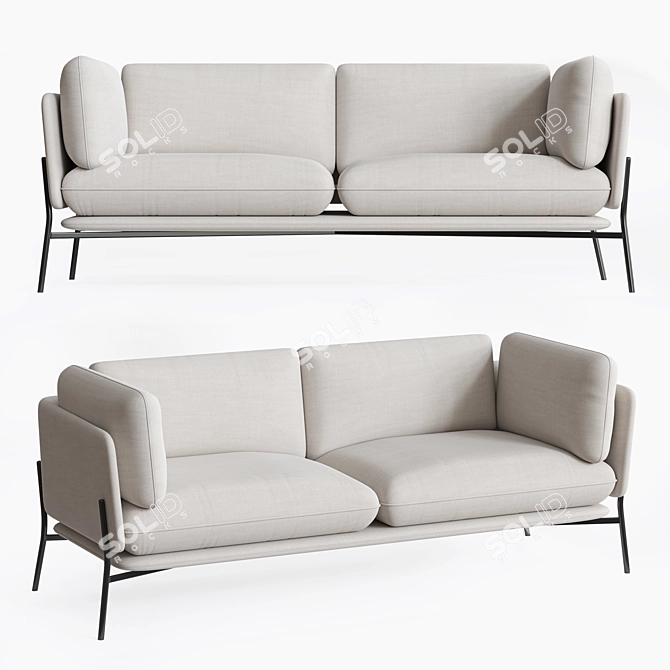 Cloud LN3 2: Warm Black with Hot Madison 724 Double Sofa 3D model image 1