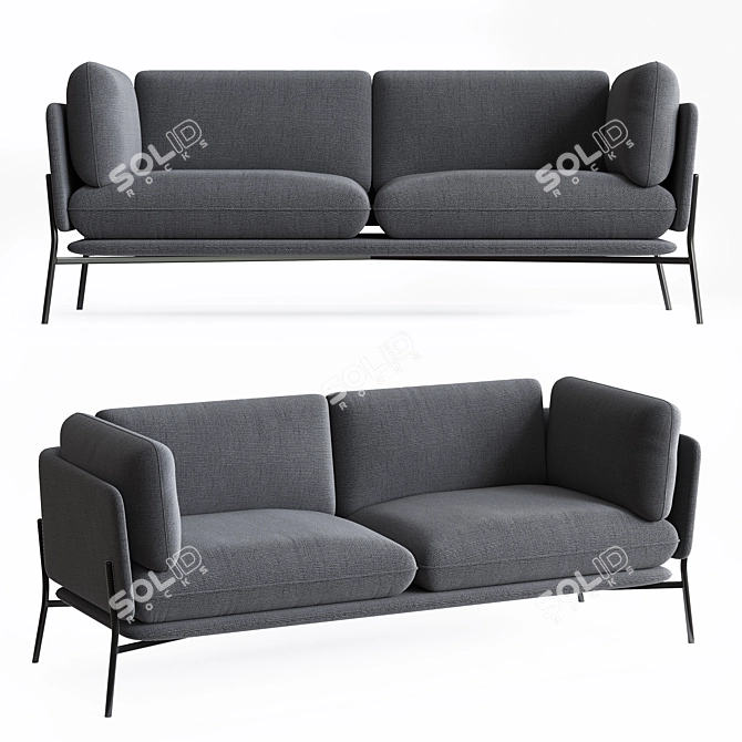 Cloud LN3 2: Warm Black with Hot Madison 724 Double Sofa 3D model image 2