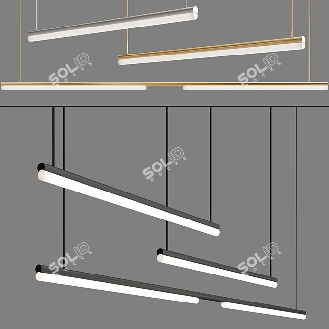 Sleek Sequenced Linear Pendant 3D model image 2