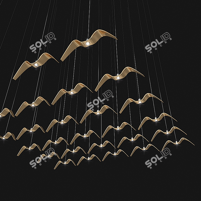 Elegant Bird-themed Pendant Lamp 3D model image 3