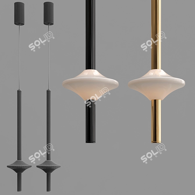 Curly Matte LED Suspension Luminaire 3D model image 2