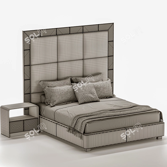 Luxury Upholstered Aura Bed 3D model image 5