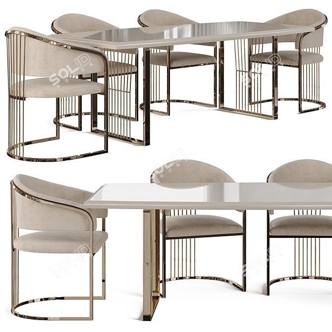 Gabba Prag Dining Set: Stylish Table & Chairs 3D model image 1