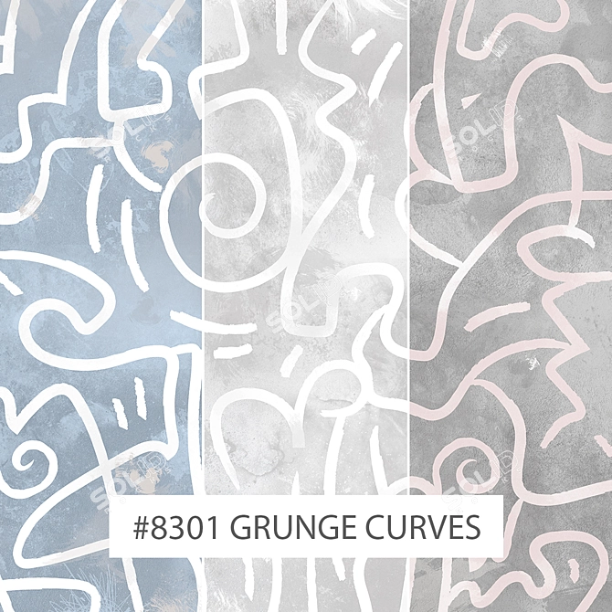 Grunge Curve Wallpapers: Customizable & Eco-friendly 3D model image 1