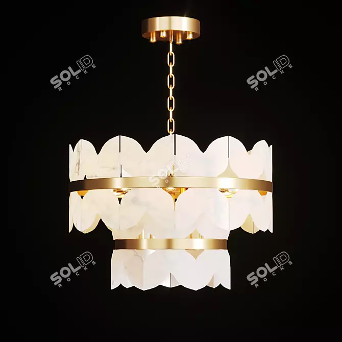 Elegant Chandelier with Marble Plates 3D model image 1