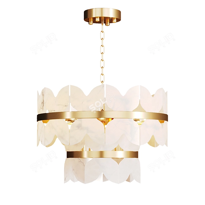 Elegant Chandelier with Marble Plates 3D model image 4