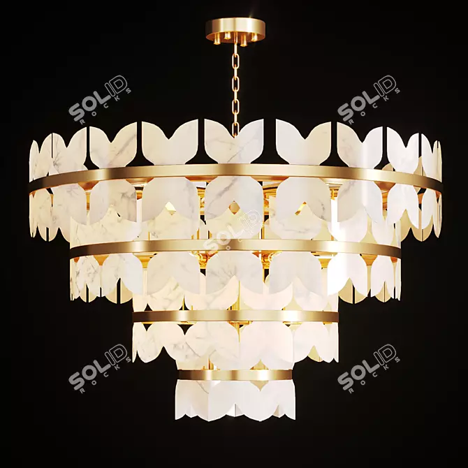 Elegant Marble Plate Chandelier 3D model image 1