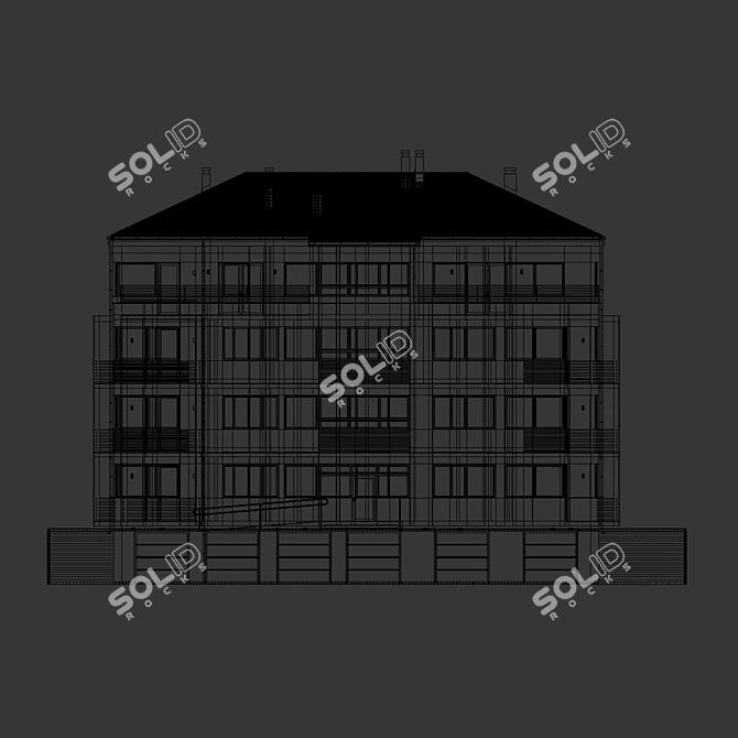 Modern Multi-storey Apartment House 3D model image 8