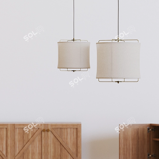 Clouds Linen Pendant Light 3D model image 3