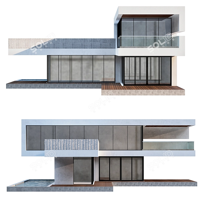 Modern House No4: Detailed Elements & High-Quality Textures 3D model image 3