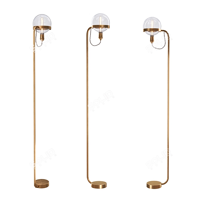 Braxton Brass Floor Lamp 3D model image 6