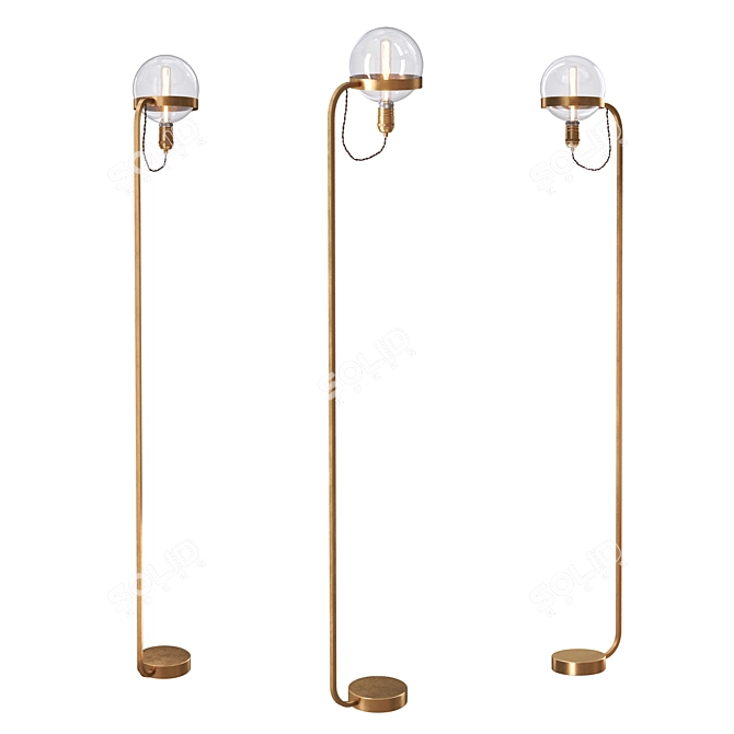 Braxton Brass Floor Lamp 3D model image 9