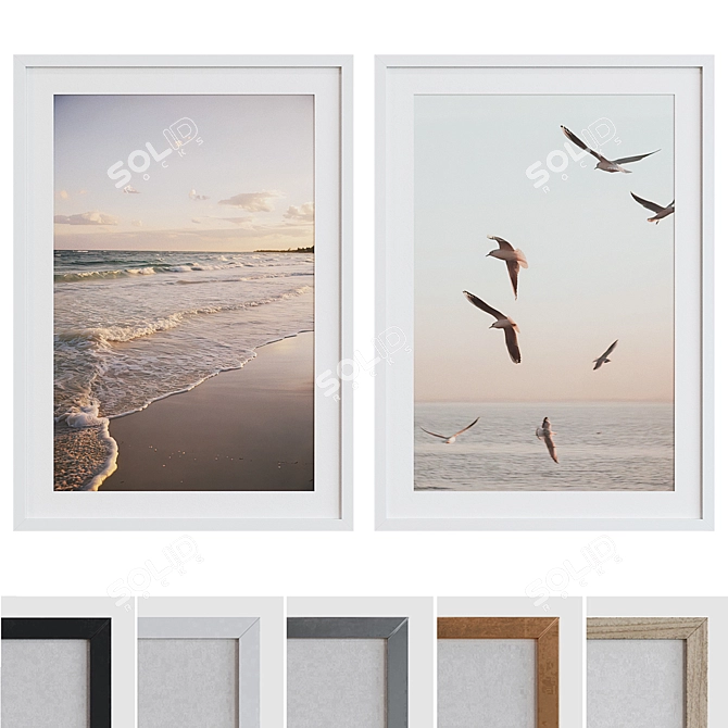 Coastal Birds Frame Set 3D model image 1