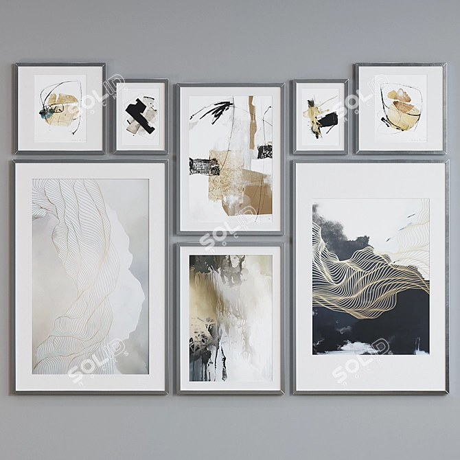 Modern Abstract Picture Frame Set 3D model image 3