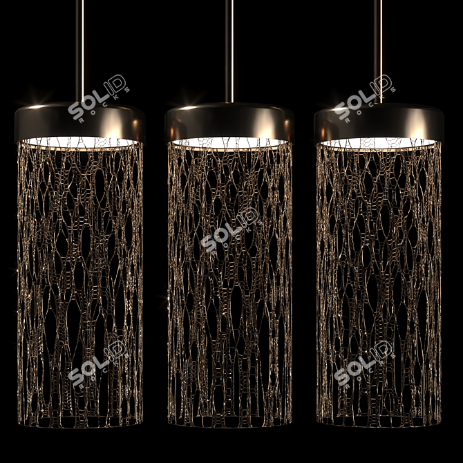 Triple Metal Pendant Lamp 3D model image 1