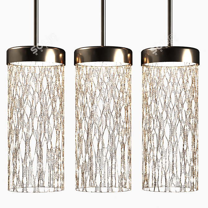 Triple Metal Pendant Lamp 3D model image 2