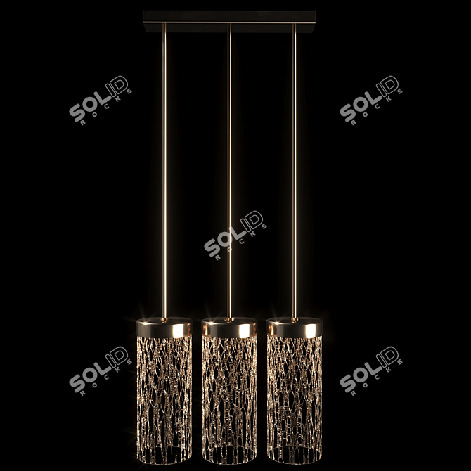 Triple Metal Pendant Lamp 3D model image 3