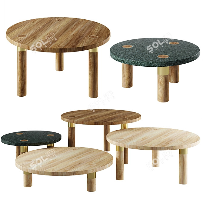 Sleek Round Pole Table 3D model image 1