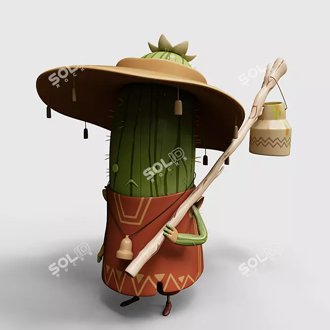 Desert Cowboy Cactus Figurine 3D model image 1