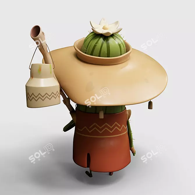 Desert Cowboy Cactus Figurine 3D model image 3