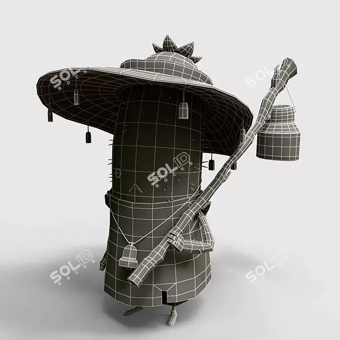 Desert Cowboy Cactus Figurine 3D model image 5