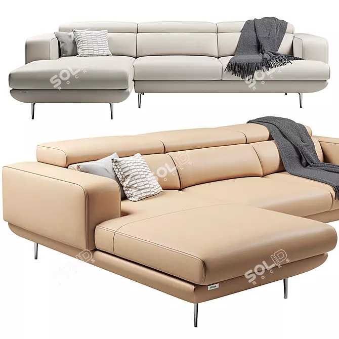 FENDA Millet Corner Sofa: Stylish & Spacious 3D model image 1