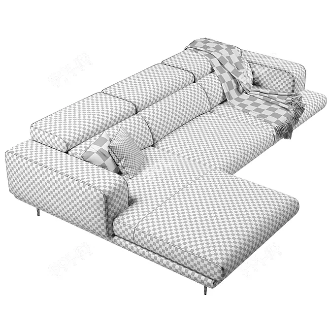 FENDA Millet Corner Sofa: Stylish & Spacious 3D model image 5