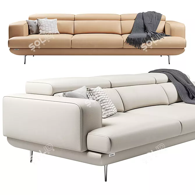 FENDA Millet 3-Seater Sofa: Stylish Comfort for Your Living Space 3D model image 1