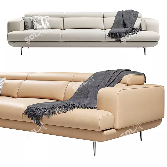 FENDA Millet 3-Seater Sofa: Stylish Comfort for Your Living Space 3D model image 2