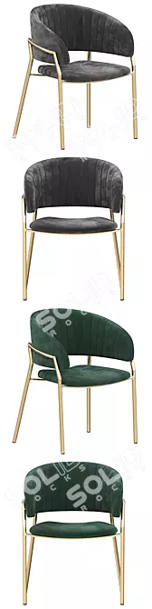 Elegant Velvet Gold Chair 3D model image 3