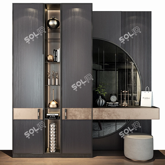 Sleek Hallway Cabinet Set 3D model image 1