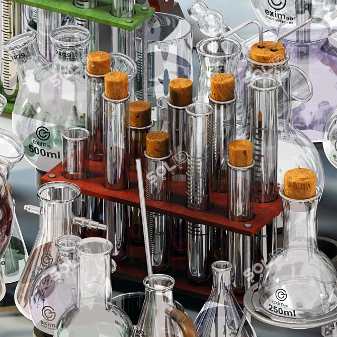 Chemistry Labware Set N5: Glassware for Chemical Experiments 3D model image 3