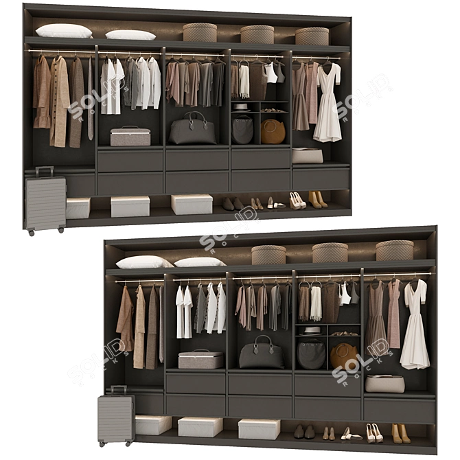 Modern Style Modular Wardrobe 3D model image 1