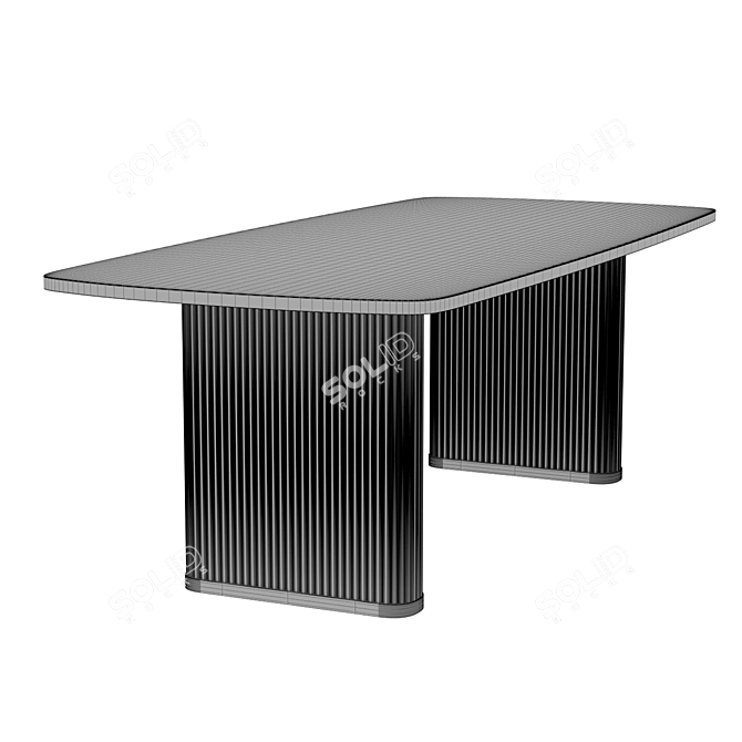 Walton Ribbed Leg Dining Table 3D model image 2