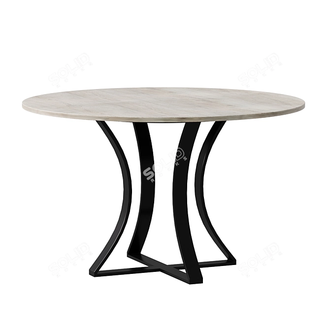 Elegant 48" Travertine Marble Dining Table 3D model image 1