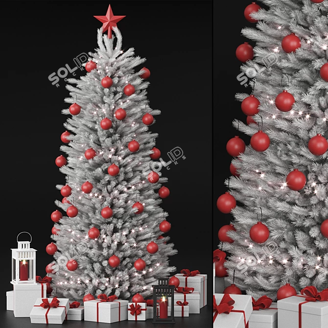 Christmas Bliss: White Festive Tree 3D model image 1