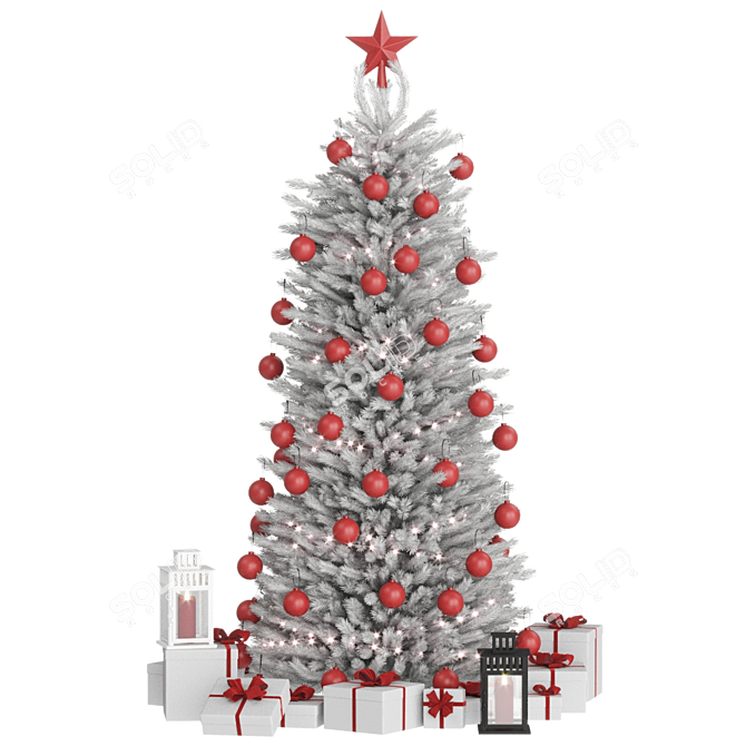 Christmas Bliss: White Festive Tree 3D model image 2