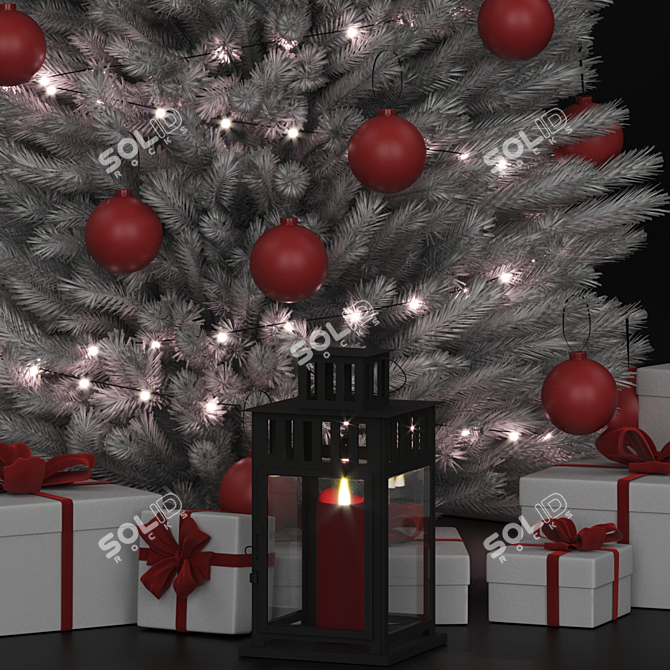 Christmas Bliss: White Festive Tree 3D model image 3