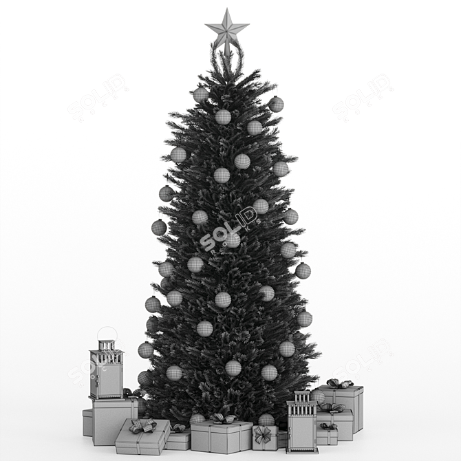 Christmas Bliss: White Festive Tree 3D model image 4