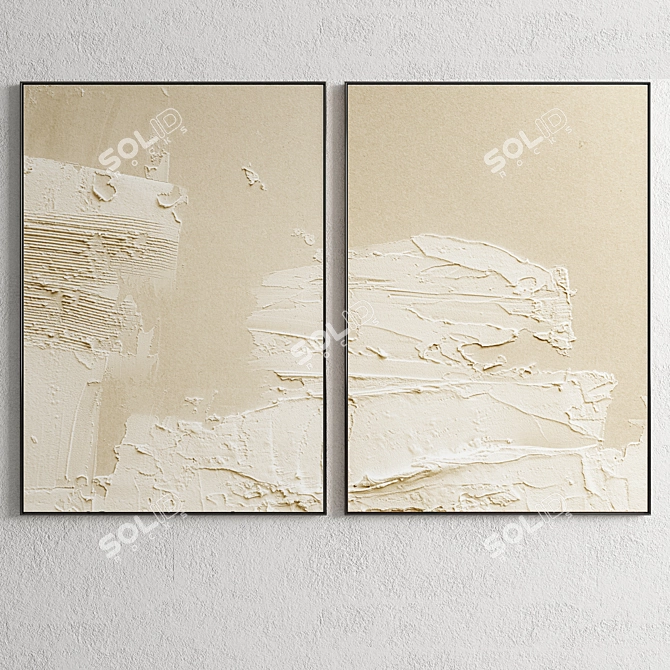 Elegant Plaster Twin Frame 3D model image 2