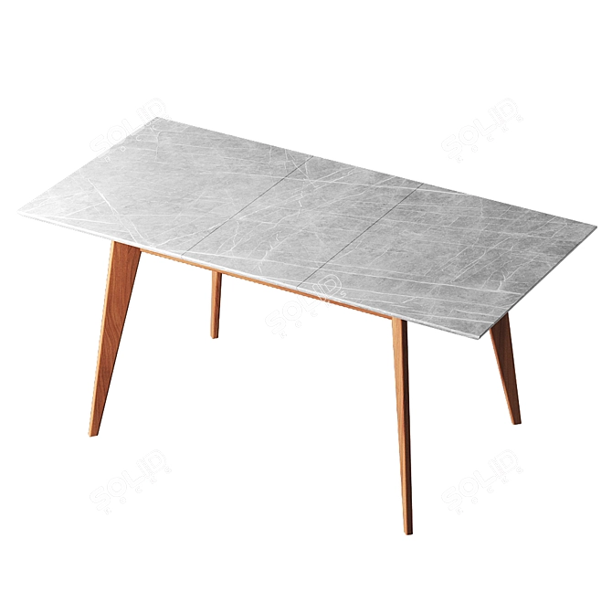 Gray-Marble Dining Table, 120-160cm 3D model image 3