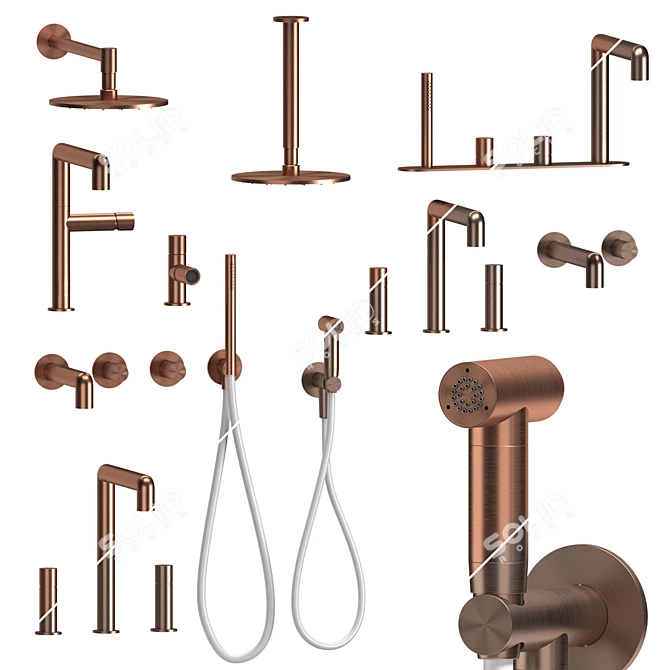 Cartesio Collection: Deluxe Bathroom Faucet Set 3D model image 3