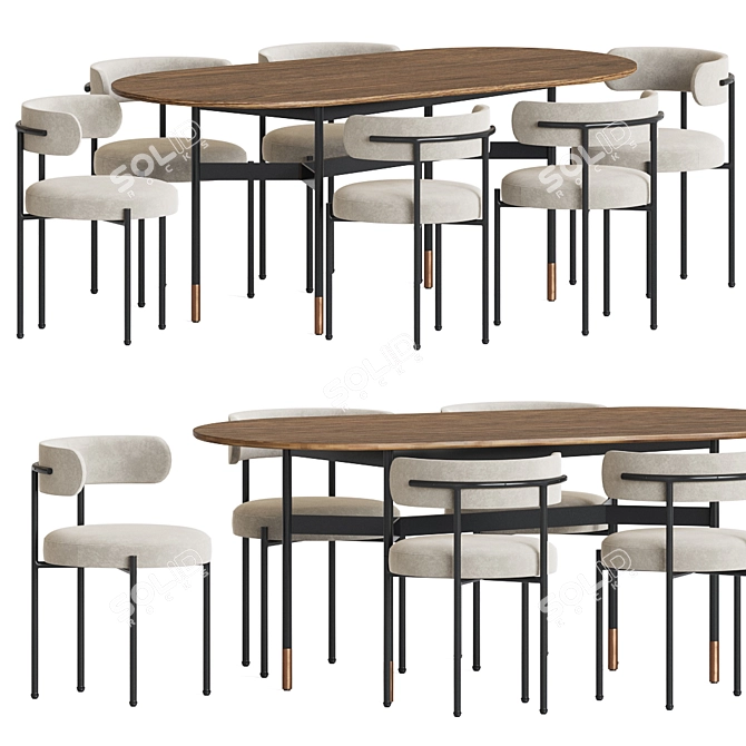 Elegant Inesse Chair & Harri Table Dining Set 3D model image 1