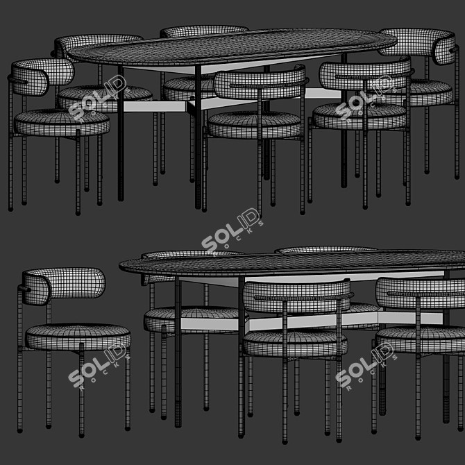 Elegant Inesse Chair & Harri Table Dining Set 3D model image 3