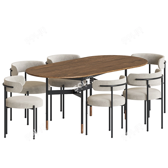 Elegant Inesse Chair & Harri Table Dining Set 3D model image 5