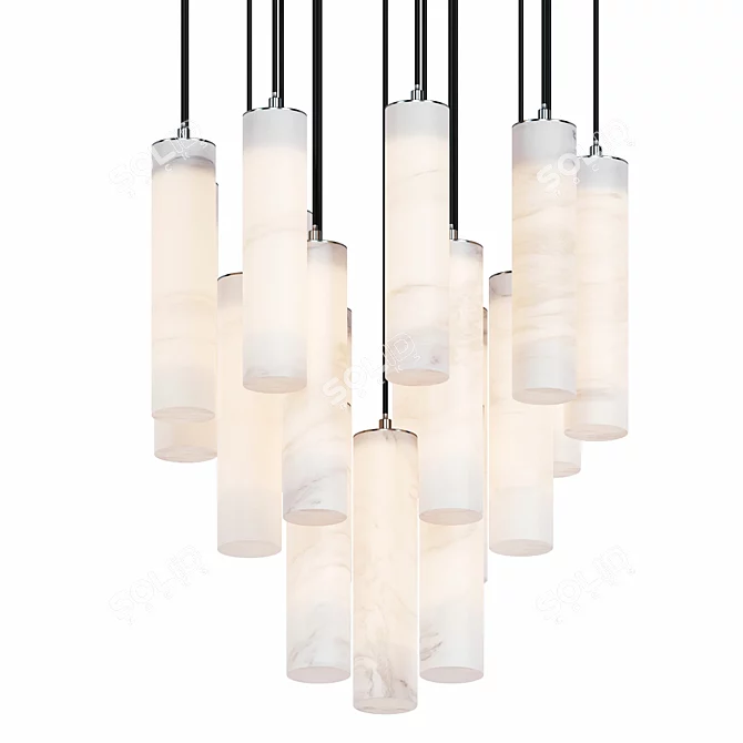 Elegant Marble Suspension Lamps 3D model image 2