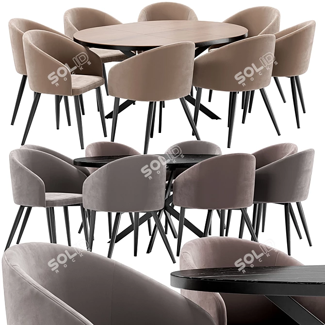  Elegant La Fontain Dining Chair and Astra Table Set 3D model image 1