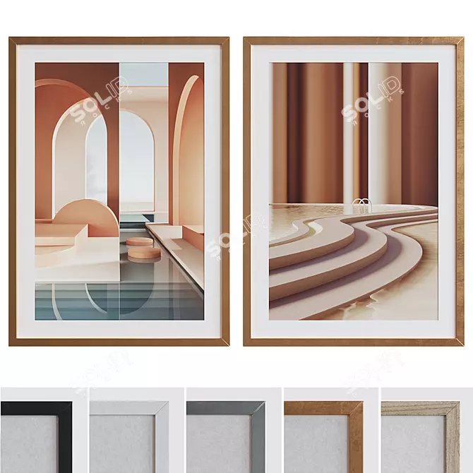 Modern Pool Interior Picture Frame Set 3D model image 1