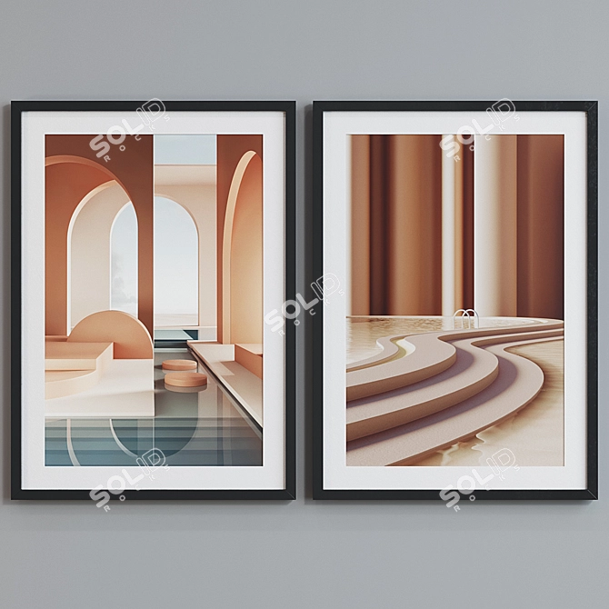 Modern Pool Interior Picture Frame Set 3D model image 4